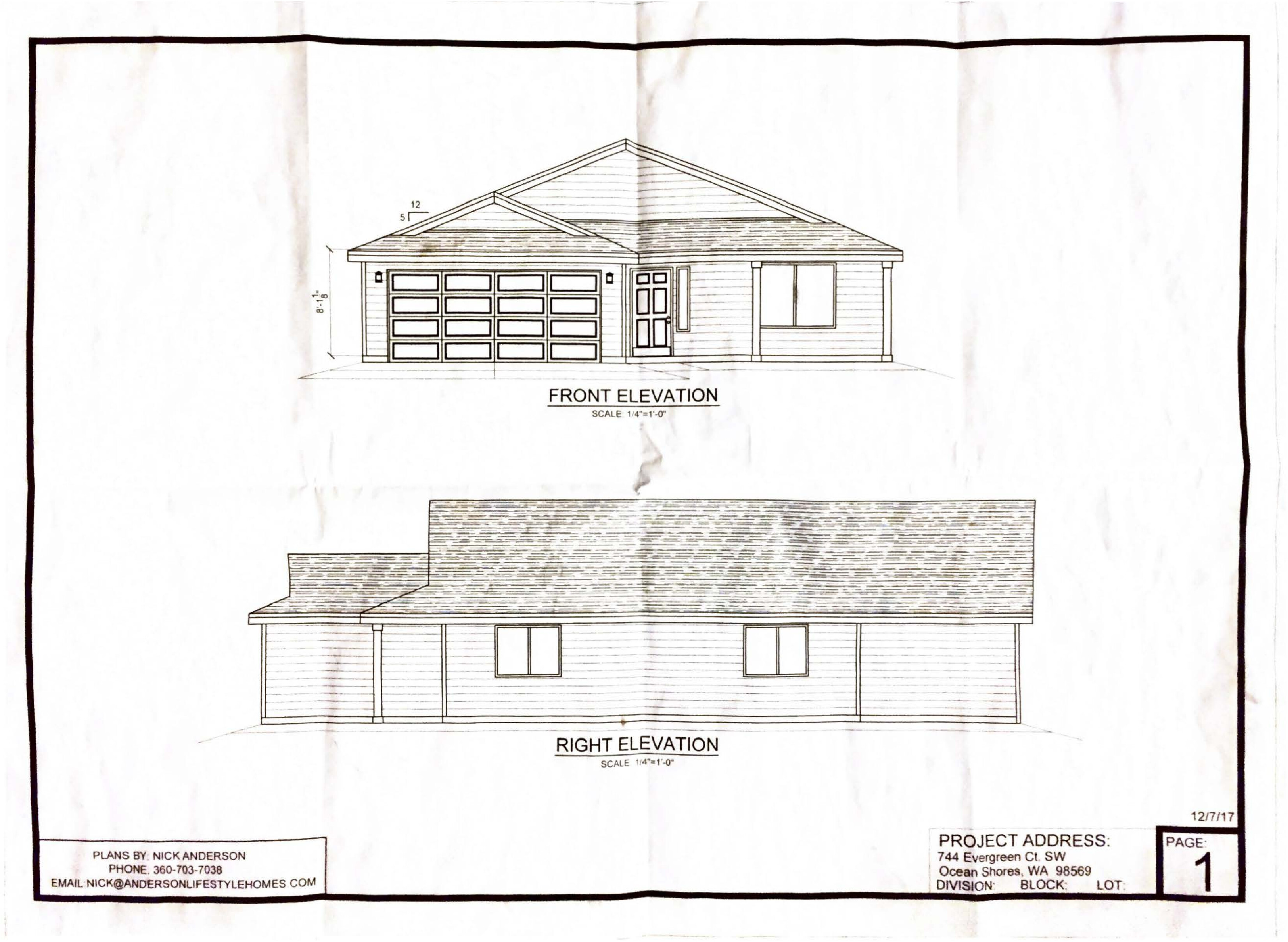 Evergreen Front and Right Elevation